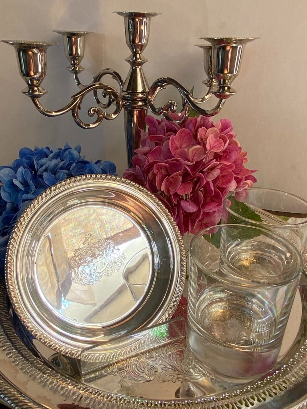 Vintage Webster & Wilcox International Silver Co Ashley Pattern 76 Monogram Bowl